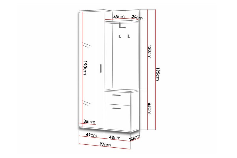 Rosehall Hallmöbelset 97x30 cm 195x - Möbler - Hallmöbler - Möbelset för hall & entre