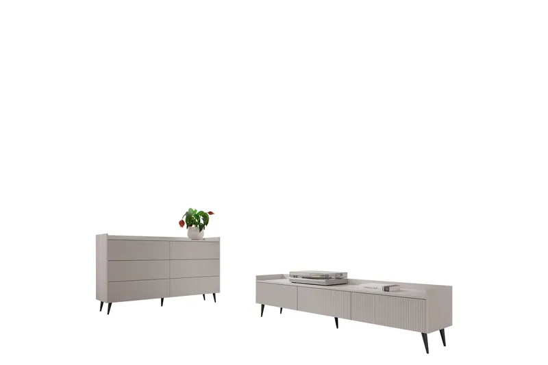 Chiku Möbelset För Vardagsrum, Beige
