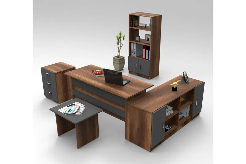 Benich Möbelset Kontor, Teak/Antracit