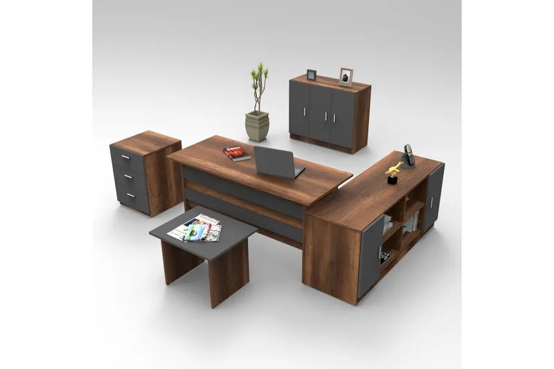 Saratella Möbelset Kontor, Teak/Antracit