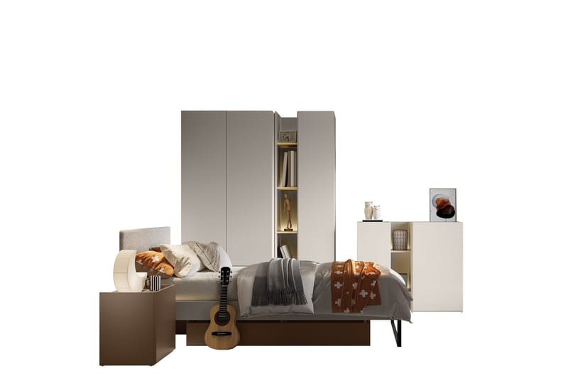 Sigmana Möbelset För Sovrum, Ljusgrå/Beige