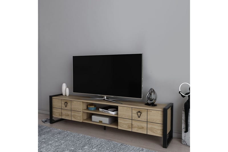 Abbas Golvstående Tv Bänk 184 cm med Förvaring i Ek - Beige - Möbler - Tv möbel & mediamöbel - TV bänk & mediabänk