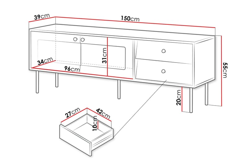 Akilesh Tv-bänk 150 cm - Svart - Möbler - Tv möbel & mediamöbel - TV bänk & mediabänk