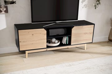 Alaro TV-bänk 150 cm - Svart med ekfärgade fronter/ben - Möbler - Tv möbel & mediamöbel - TV bänk & mediabänk