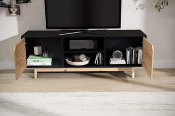 Alaro TV-bänk 150 cm - Svart med ekfärgade fronter/ben - Möbler - Tv möbel & mediamöbel - TV bänk & mediabänk