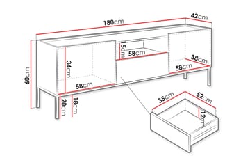 Amelus Tv-bänk 180 cm - Brun - Möbler - Tv möbel & mediamöbel - TV bänk & mediabänk