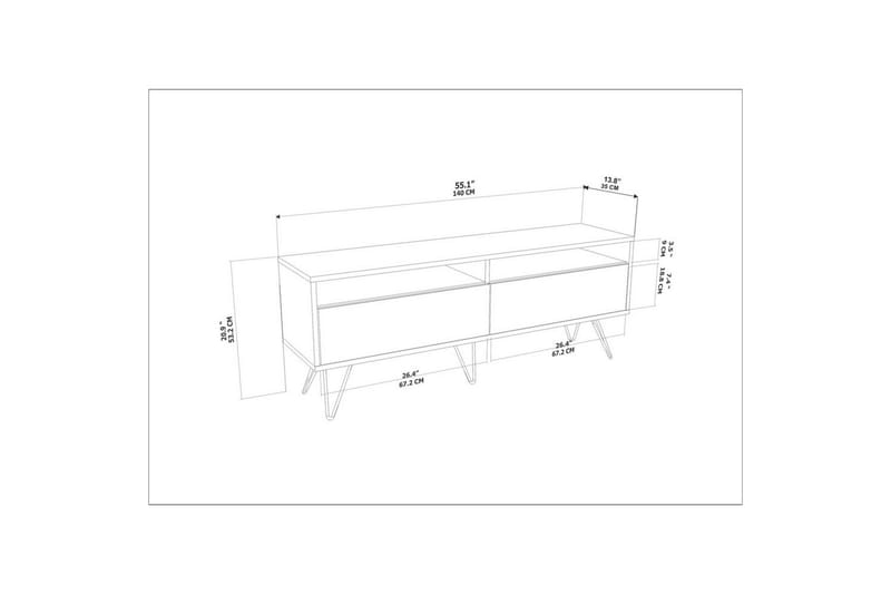 Anvor Tv-bänk 140 cm - Valnöt/Svart - Möbler - Tv möbel & mediamöbel - TV bänk & mediabänk