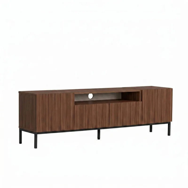 Arvold TV-bänk 160x50x35 cm, Milano Walnut och svart