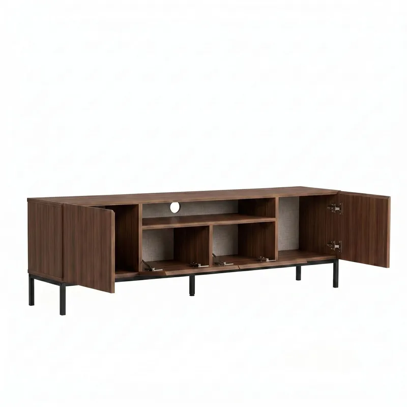 Arvold TV-bänk 160x50x35 cm - Milano Walnut och svart - Möbler - Tv möbel & mediamöbel - TV bänk & mediabänk