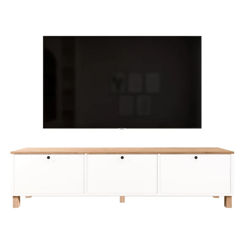 Avero TV-bänk 180x45,6x32 cm, Vitt och ek