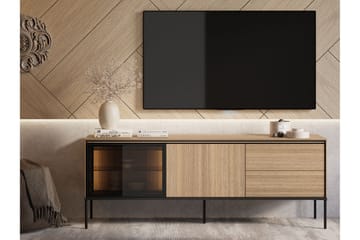 Basici Golvstående TV Bänk 167 cm med Förvaring i Mörkt Trä - Brun - Möbler - Tv möbel & mediamöbel - TV bänk & mediabänk
