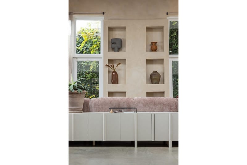 Basu Golvstående Tv Bänk 152 cm med Förvaring i Ljust Trä - Beige - Möbler - Tv möbel & mediamöbel - TV bänk & mediabänk