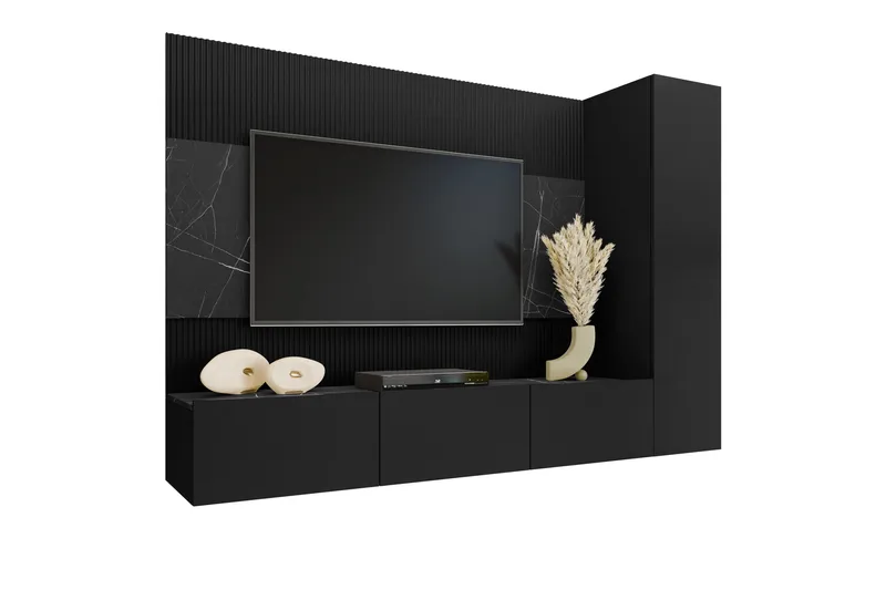 Bernice Tv-skåp 220x38 cm, Svart