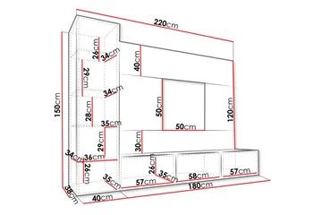 Bernice Tv-skåp 220x38 cm - Svart - Möbler - Tv möbel & mediamöbel - TV-möbelset