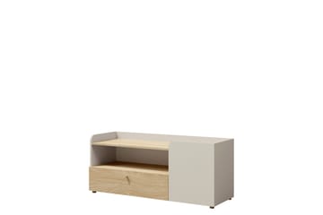 Buhan Golvstående Tv-bänk 120 cm med Förvaring i Mörkt Trä - Beige - Möbler - Tv möbel & mediamöbel - TV bänk & mediabänk