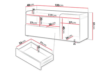 Buhan Golvstående Tv-bänk 120 cm med Förvaring i Mörkt Trä - Beige - Möbler - Tv möbel & mediamöbel - TV bänk & mediabänk