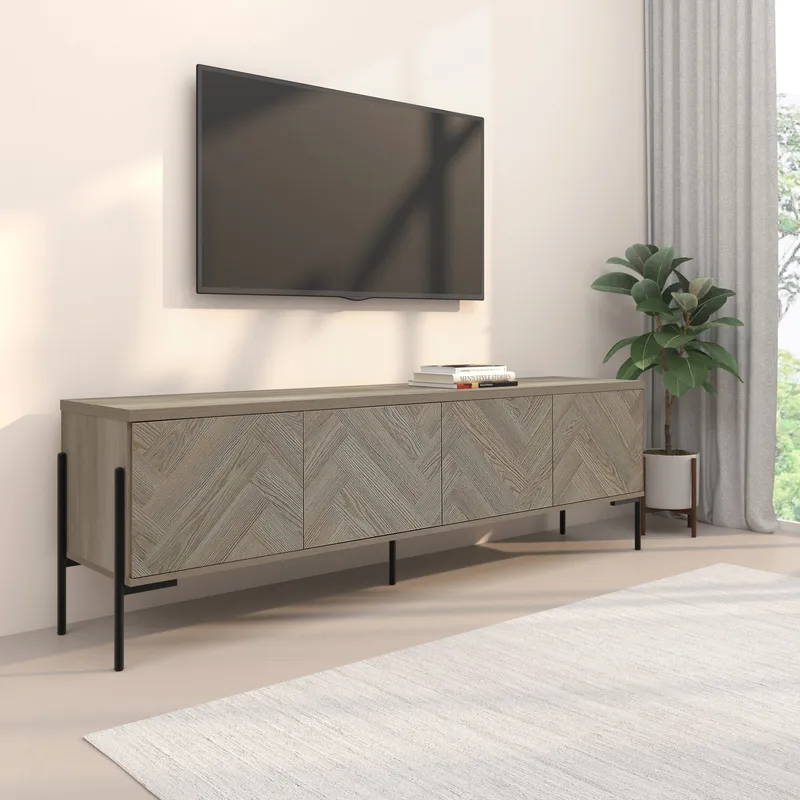 Charlene Tv-bänk 175 cm - Naturfärgad fiskbensek / naturek - Möbler - Tv möbel & mediamöbel - TV bänk & mediabänk