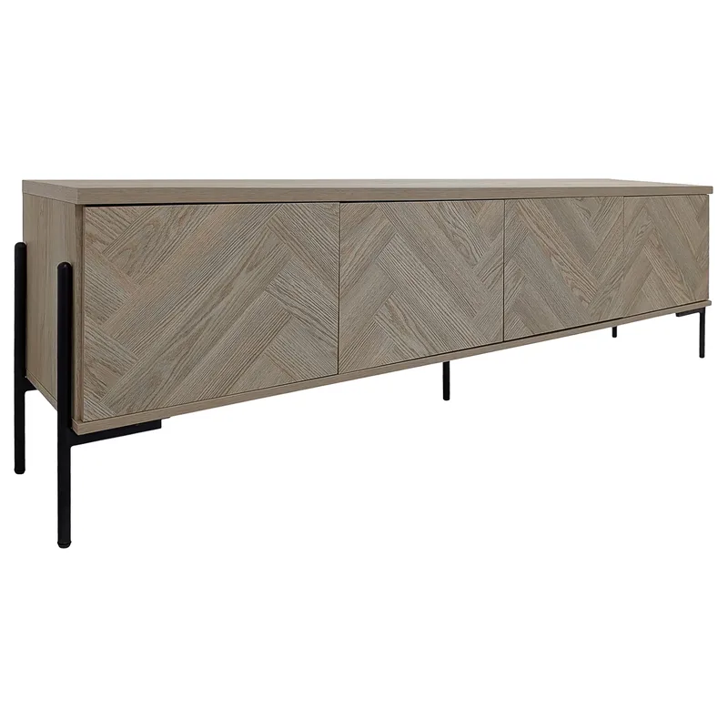 Charlene Tv-bänk 175 cm, Naturfärgad fiskbensek / naturek