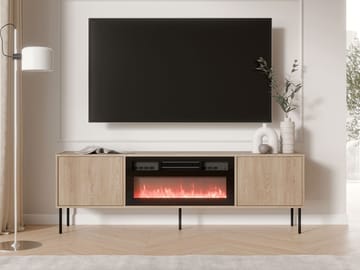 Claven Golvstående Tv Bänk 183 cm med Förvaring i Mörkt Trä - Beige - Möbler - Tv möbel & mediamöbel - TV bänk & mediabänk