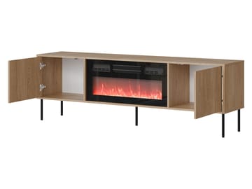 Claven Golvstående Tv Bänk 183 cm med Förvaring i Mörkt Trä - Beige - Möbler - Tv möbel & mediamöbel - TV bänk & mediabänk