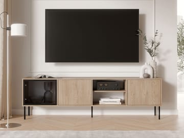 Claven Golvstående TV Bänk 201 cm med Förvaring i Ljust Trä - Beige - Möbler - Tv möbel & mediamöbel - TV bänk & mediabänk