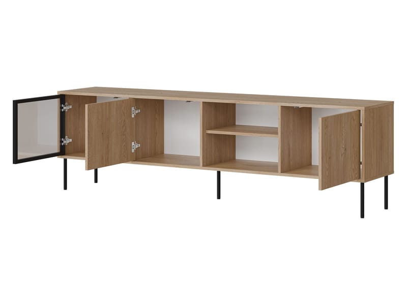 Claven Golvstående TV Bänk 201 cm med Förvaring i Ljust Trä - Beige - Möbler - Tv möbel & mediamöbel - TV bänk & mediabänk