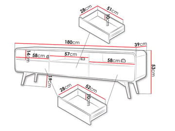 Corvan Golvstående Tv-bänk 180 cm med Förvaring i Valnöt - Brun - Möbler - Tv möbel & mediamöbel - TV bänk & mediabänk