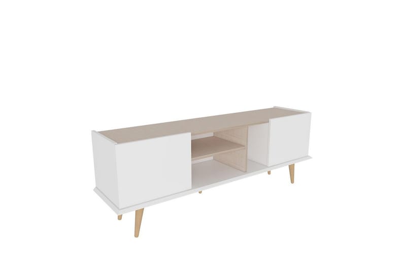 Corvo Golvstående Tv-bänk 154,4 cm med Förvaring i Målat Trä, Vit|Beige