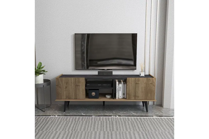 Corvo Tv-bänk 154,4 cm - Valnöt/Svart - Möbler - Tv möbel & mediamöbel - TV bänk & mediabänk