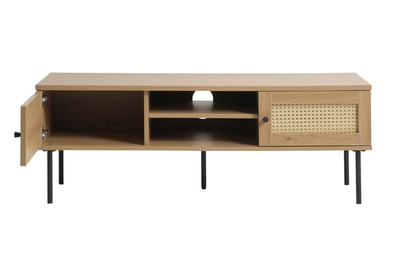 Cyndy Golvstående TV Bänk 120 cm med Förvaring i Ljust Trä - Beige - Möbler - Tv möbel & mediamöbel - TV bänk & mediabänk