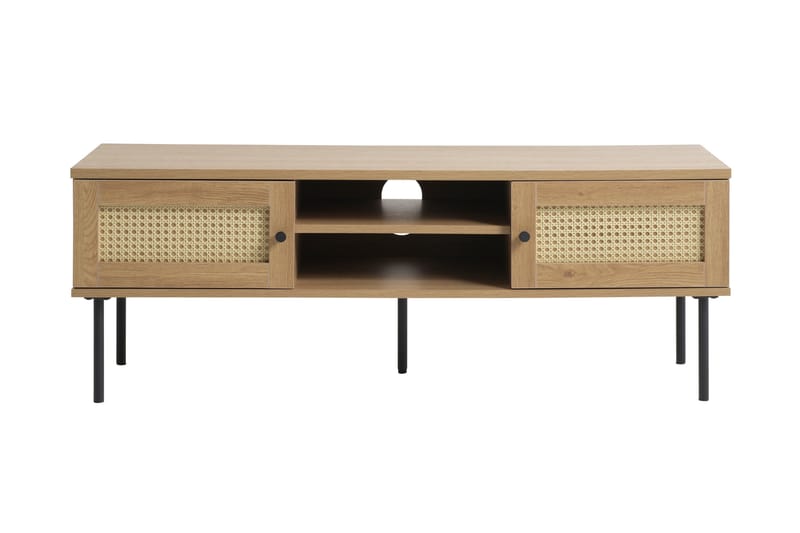 Cyndy Golvstående TV Bänk 120 cm med Förvaring i Ljust Trä - Beige - Möbler - Tv möbel & mediamöbel - TV bänk & mediabänk