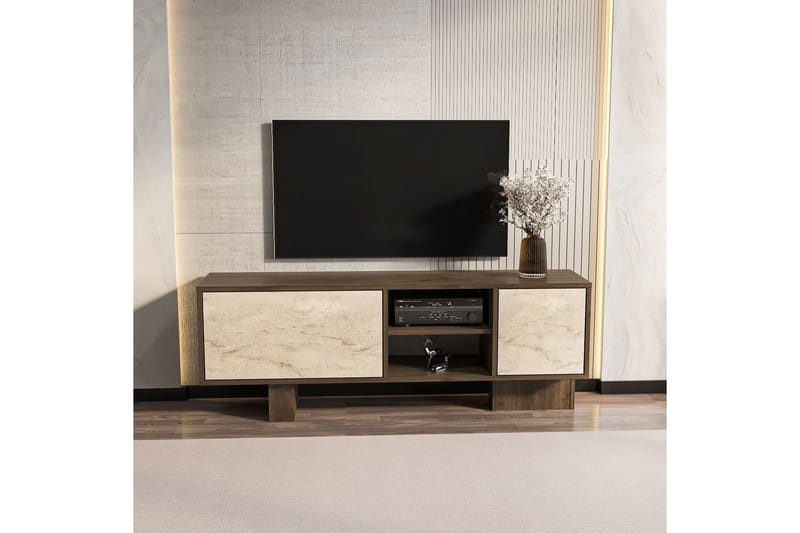 Dargaville Tv-bänk 150 cm - Valnöt/Travertine - Möbler - Tv möbel & mediamöbel - TV bänk & mediabänk
