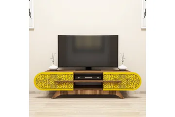 Defneia Tv-bänk 145 cm - Valnöt/Gul - Möbler - Tv möbel & mediamöbel - TV bänk & mediabänk