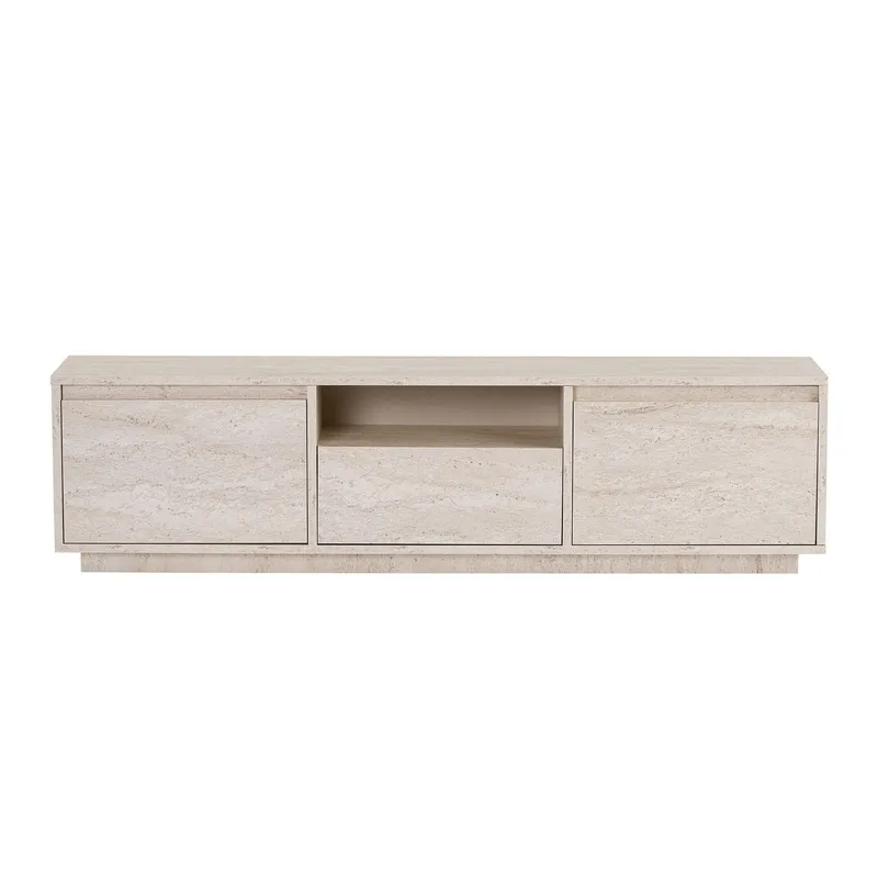 Domar TV-bänk 160 cm med Förvaring och Travertinutseende - Beige - Möbler - Tv möbel & mediamöbel - TV bänk & mediabänk