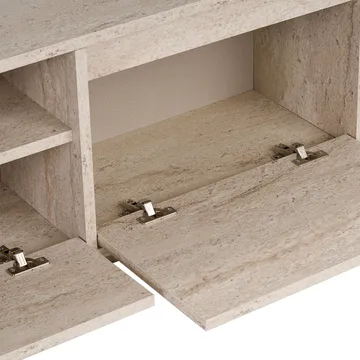 Domar TV-bänk 160 cm med Förvaring och Travertinutseende - Beige - Möbler - Tv möbel & mediamöbel - TV bänk & mediabänk