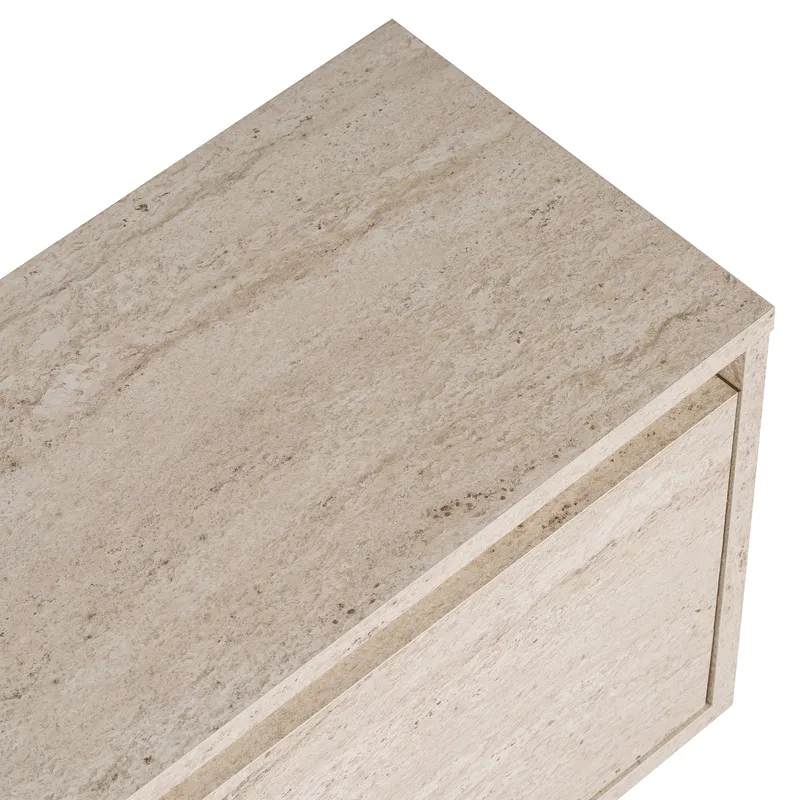 Domar TV-bänk 160 cm med Förvaring och Travertinutseende - Beige - Möbler - Tv möbel & mediamöbel - TV bänk & mediabänk