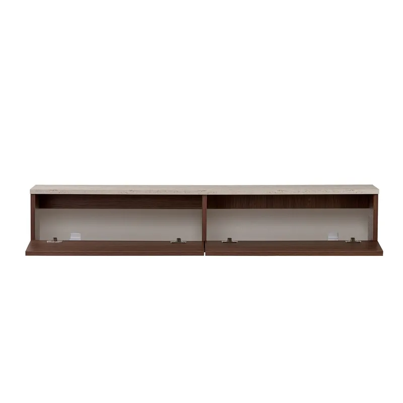 Dovren TV-bänk 160x25x25 cm - Travertin och valnöt - Möbler - Tv möbel & mediamöbel - TV bänk & mediabänk