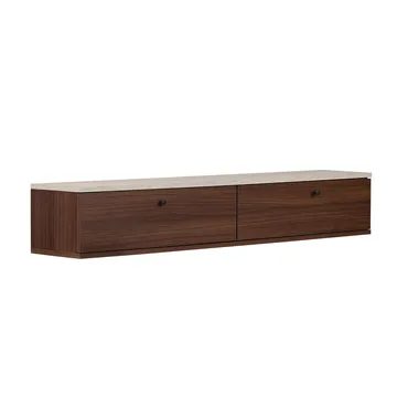 Dovren TV-bänk 160x25x25 cm - Travertin och valnöt - Möbler - Tv möbel & mediamöbel - TV bänk & mediabänk