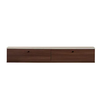 Dovren TV-bänk 160x25x25 cm - Travertin och valnöt - Möbler - Tv möbel & mediamöbel - TV bänk & mediabänk