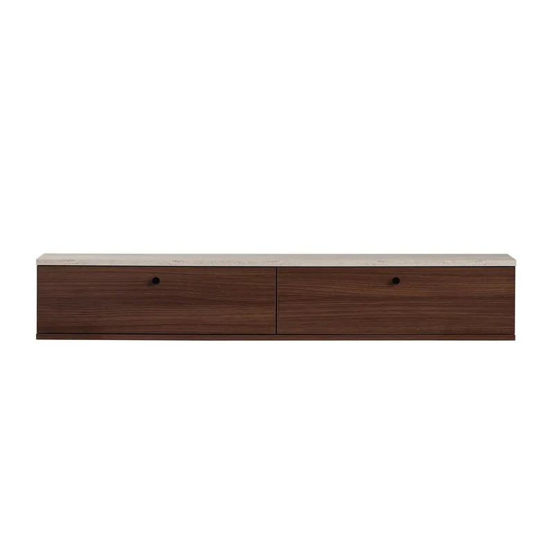Dovren TV-bänk 160x25x25 cm - Travertin och valnöt - Möbler - Tv möbel & mediamöbel - TV bänk & mediabänk