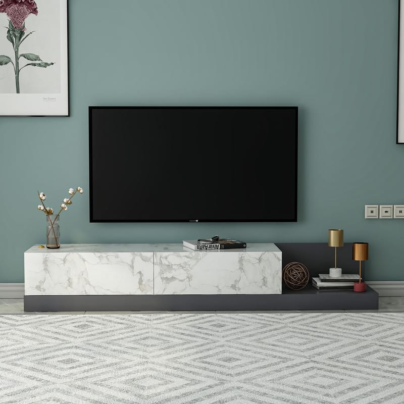 Ervold TV-bänk 180x30x37 cm - Marmo Marble/Antracit - Möbler - Tv möbel & mediamöbel - TV bänk & mediabänk