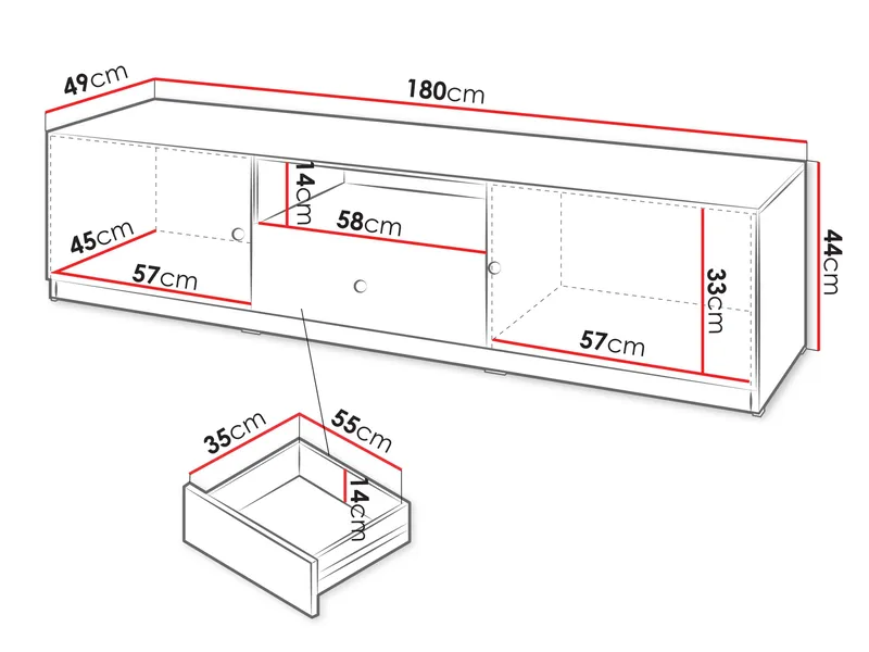 Fayric Golvstående Tv-bänk 180 cm med Förvaring i Målat Trä - Beige - Möbler - Tv möbel & mediamöbel - TV bänk & mediabänk
