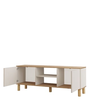 Fento Golvstående Tv Bänk 160 cm med Förvaring i Ek - Ljusbeige - Möbler - Tv möbel & mediamöbel - TV bänk & mediabänk