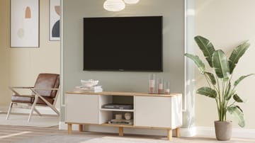 Fento Golvstående Tv Bänk 160 cm med Förvaring i Ek - Ljusbeige - Möbler - Tv möbel & mediamöbel - TV bänk & mediabänk