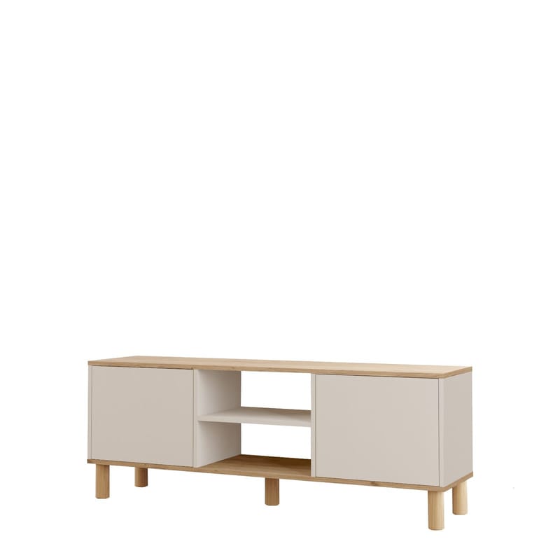 Fento Golvstående Tv Bänk 160 cm med Förvaring i Ek, Ljusbeige