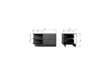 Finca Golvstående TV Bänk Vänster 78 cm med Förvaring i Furu - Svart - Möbler - Tv möbel & mediamöbel - TV bänk & mediabänk