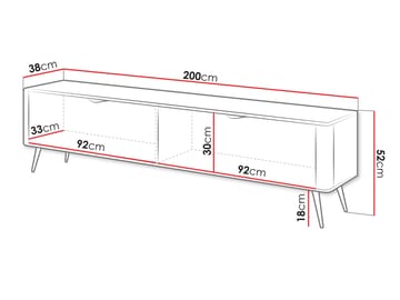 Forba Golvstående Tv-bänk 200 cm med Förvaring i Målat Trä - Vit - Möbler - Tv möbel & mediamöbel - TV bänk & mediabänk
