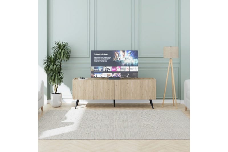 Galnor Golvstående TV-bänk 180 cm med Förvaring i Ek - Ljusbrun - Möbler - Tv möbel & mediamöbel - TV bänk & mediabänk