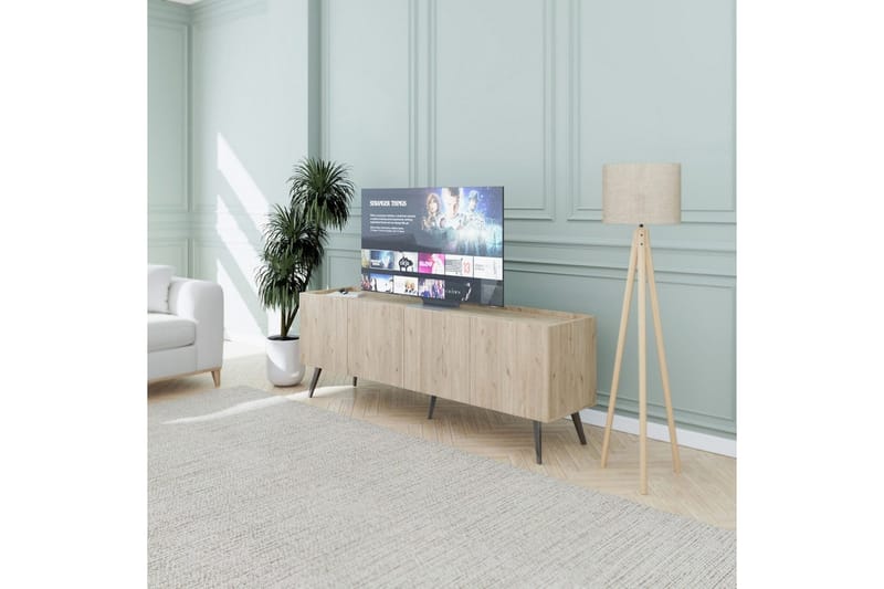 Galnor Golvstående TV-bänk 180 cm med Förvaring i Ek - Ljusbrun - Möbler - Tv möbel & mediamöbel - TV bänk & mediabänk