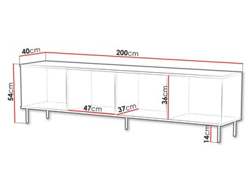 Granica Golvstående Tv Bänk 200 cm med Förvaring i Målat Trä - Beige - Möbler - Tv möbel & mediamöbel - TV bänk & mediabänk
